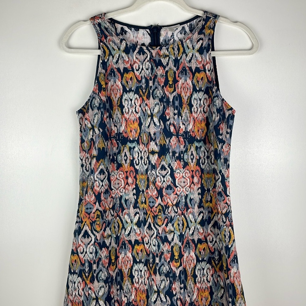 GARNET HILL Linen Fringe-Hem A-Line Shift Dress in Batik‎ 46551 Womens Size 0